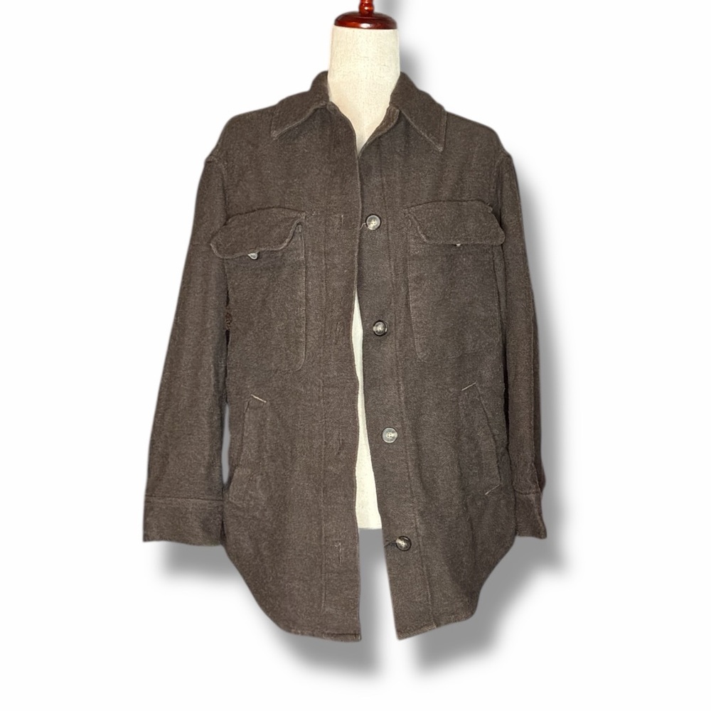 Everlane Heather Brown Flannel Collared Button Up Shacket Jacket Size Medium - Picture 2 of 8